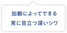 加齢によってできる常に目立つ深いシワ