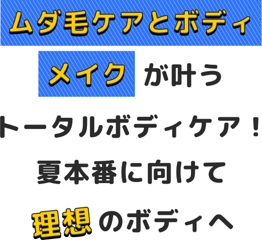 ムダ毛ケアとボディメイクが叶うトータルボディケア！夏本番に向けて理想のボディへ